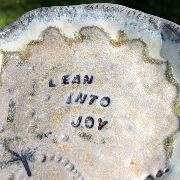 Lean Into Joy porcelain offering dish