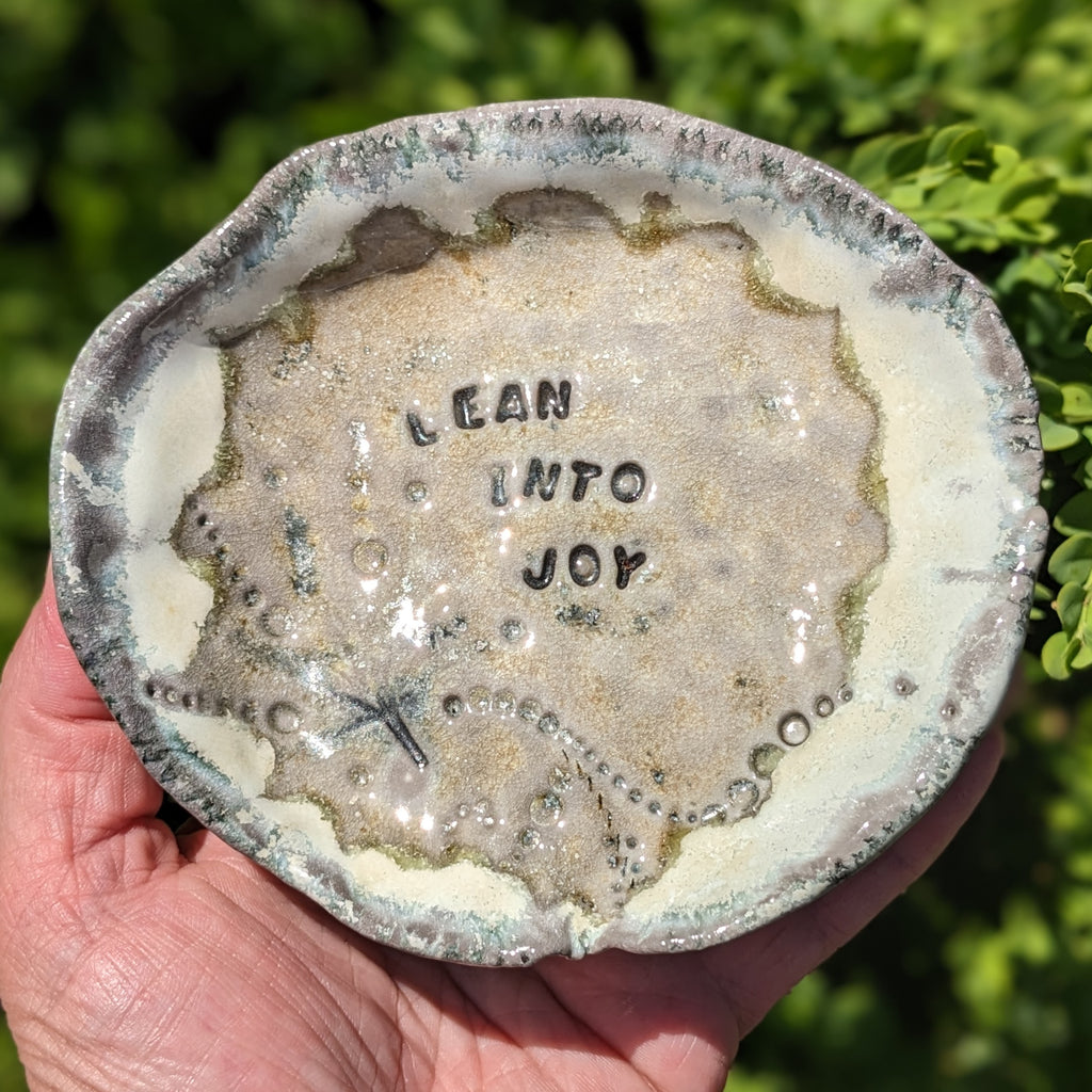 Lean Into Joy porcelain offering dish